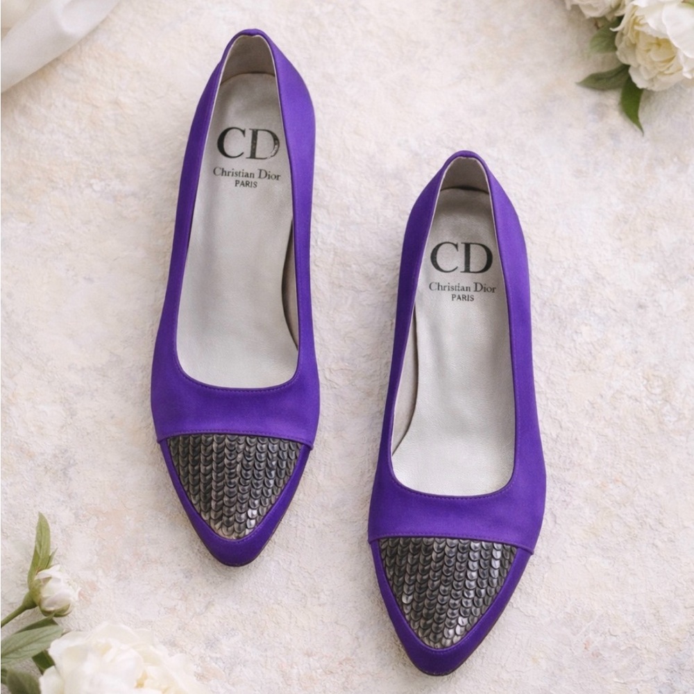 Dior Purple Pointed Toe Flats sequins
